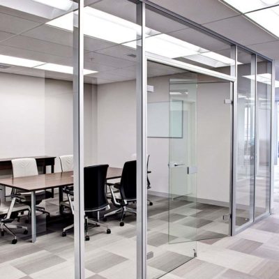 Double glass doors that are great for separating a room and still make it open by dHive.