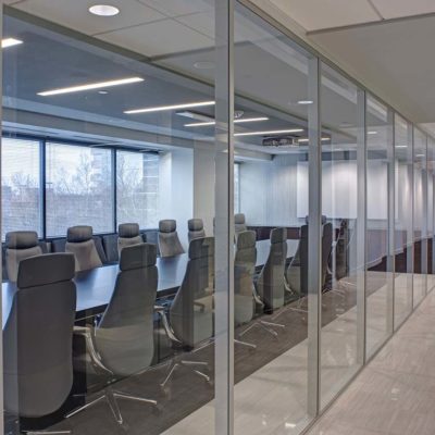 Acoustic solution by having glass frame walls by dHive.